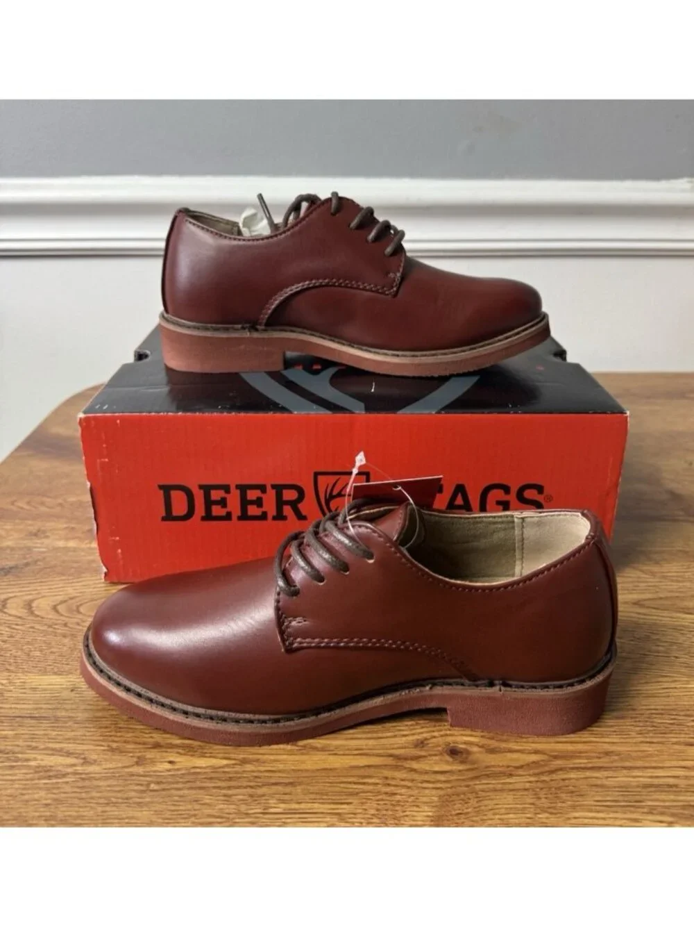 Deer Stags Kid's Boys Denny Round Oxford Shoes Dark Luggage Size 13.5 M